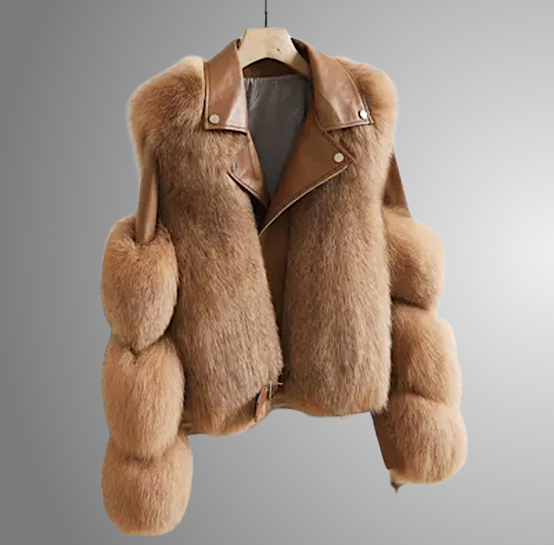 Veste en cuir et fourrure Valentina